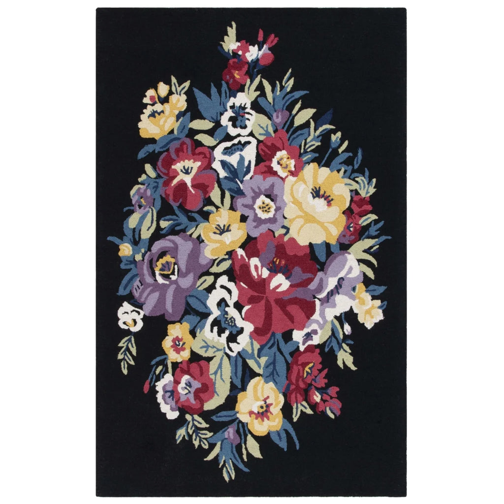 Red Floral Wool Runner Rug A718
