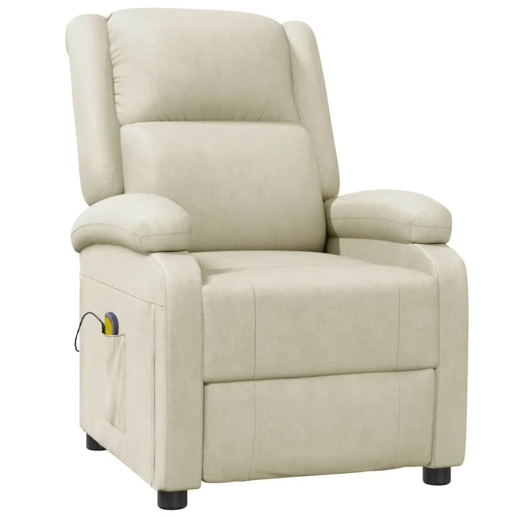 Cream White Faux Leather Massage Chair F379