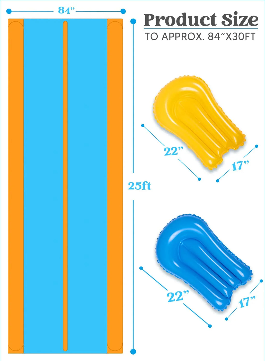 25ft x 7ft Double Water Slide with Sprinkler and 2 Inflatable Boards J975931