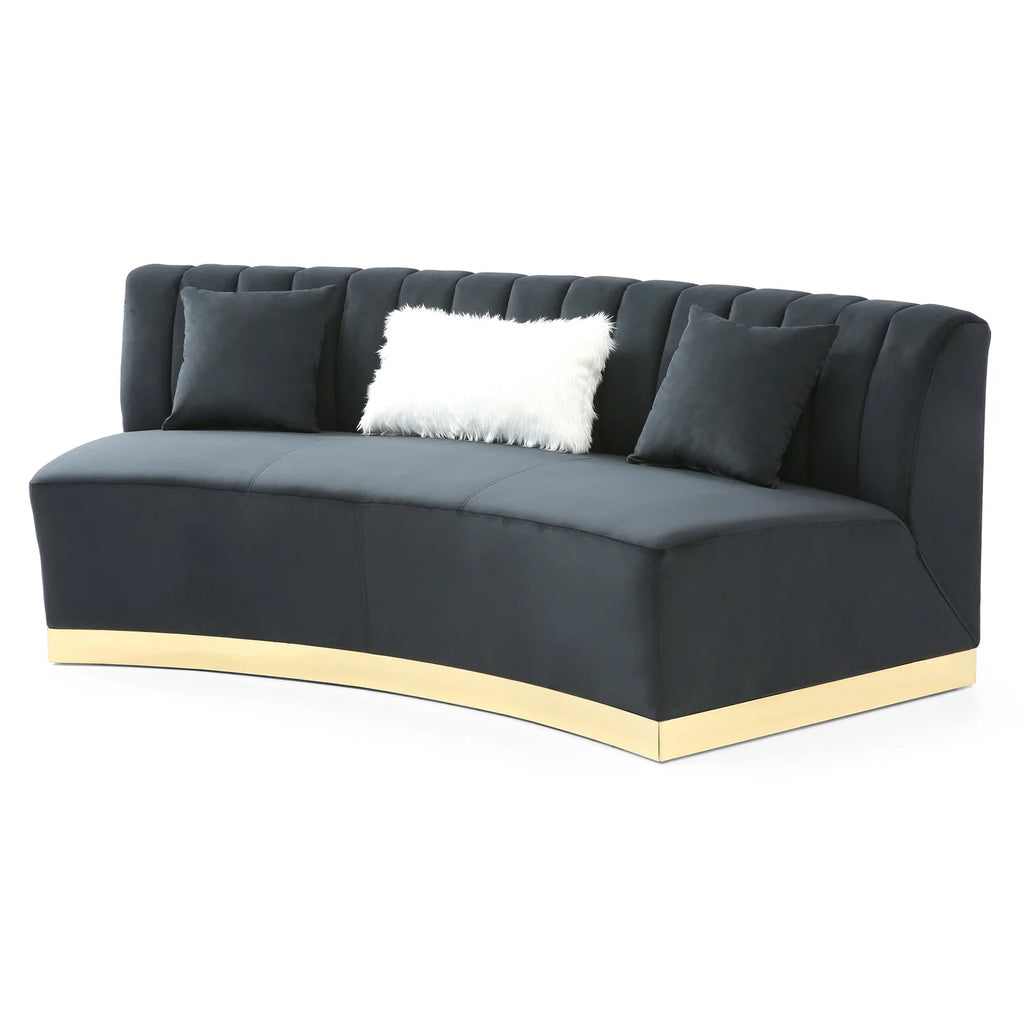 Black Velvet Curved Sofa G6885