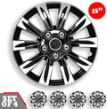 Chrome and Black 15-Inch Set of 4 Car Wheel Hubcaps C353577