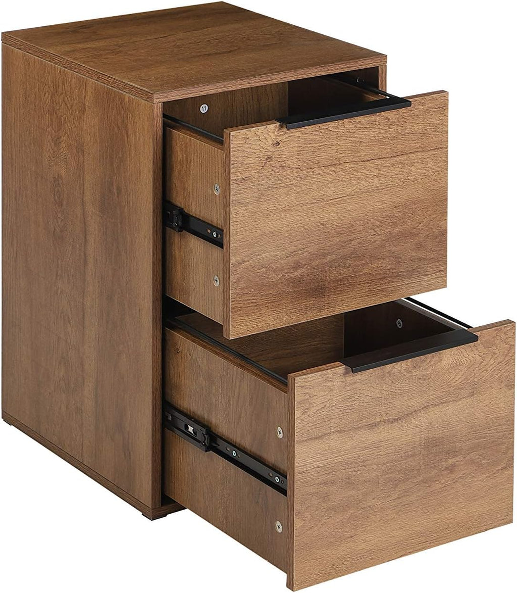 2 Drawers Wooden File Cabinet with Metal Frame D857107