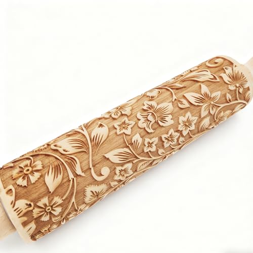 Embossed Wooden Non Stick Rolling Pin 2 Pack G19985