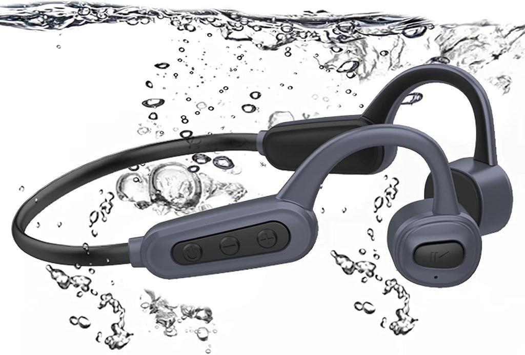 IPX8 Waterproof Bone Conduction Open Ear Headphones with 16G Memory Grey P128611