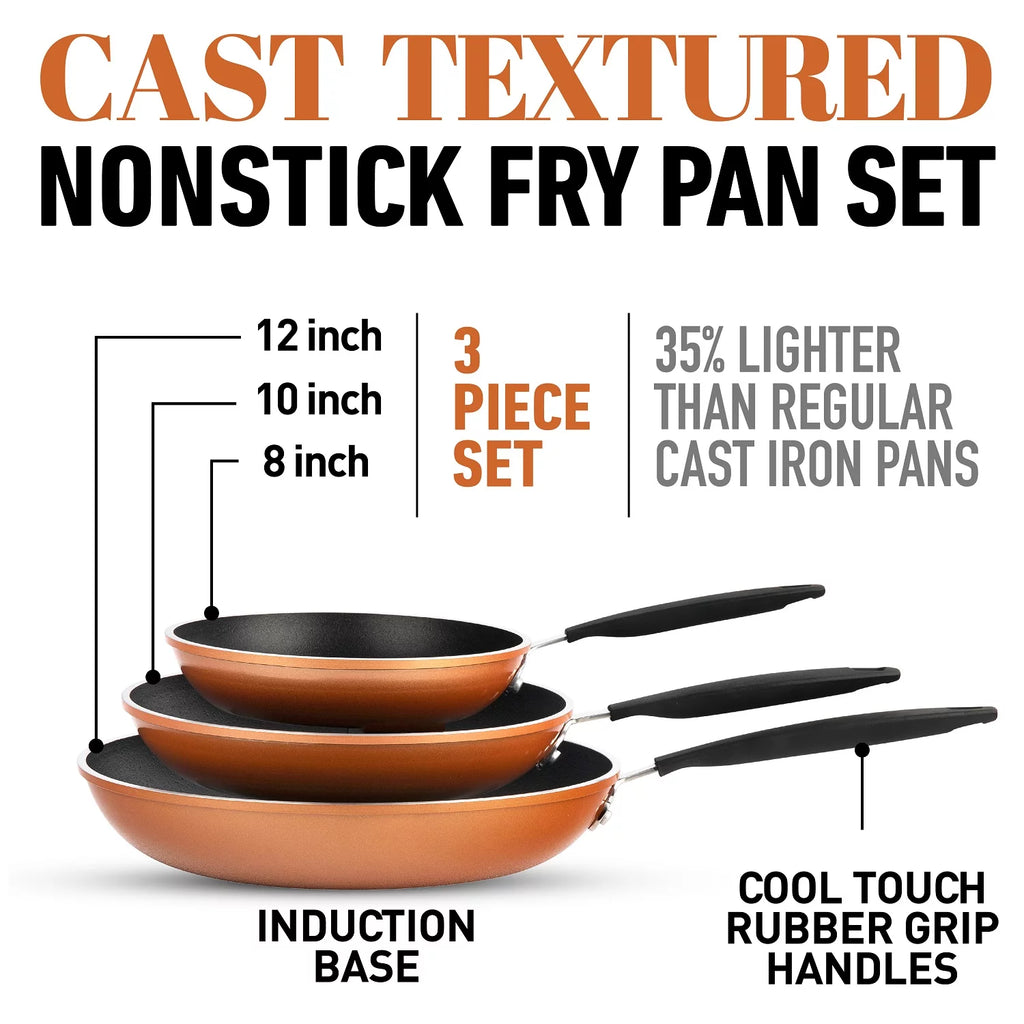 3-Piece Copper Nonstick Frying Pan Set S710