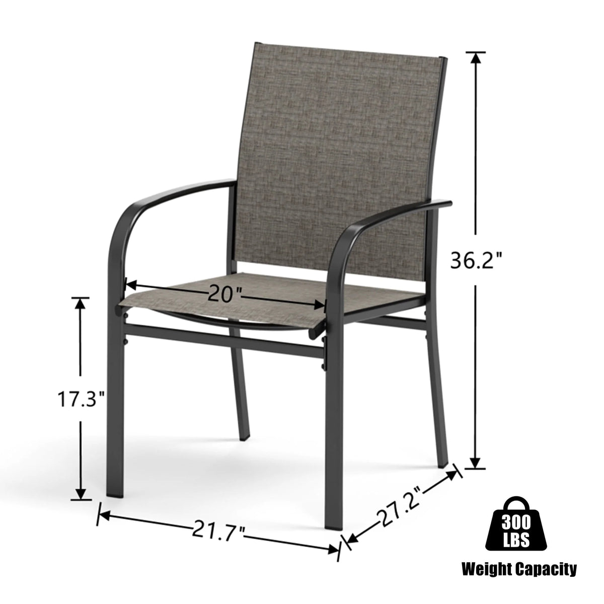 Set of 4 Outdoor Patio Dining Chairs Steel Textilene Black Brown C904