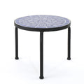Outdoor Ceramic Tile Side Table with Iron Frame V527