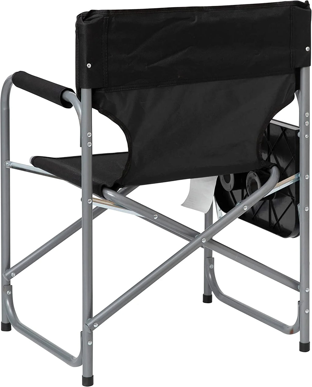 Black Folding Camping Chair with Side Table and Cup Holder X836826