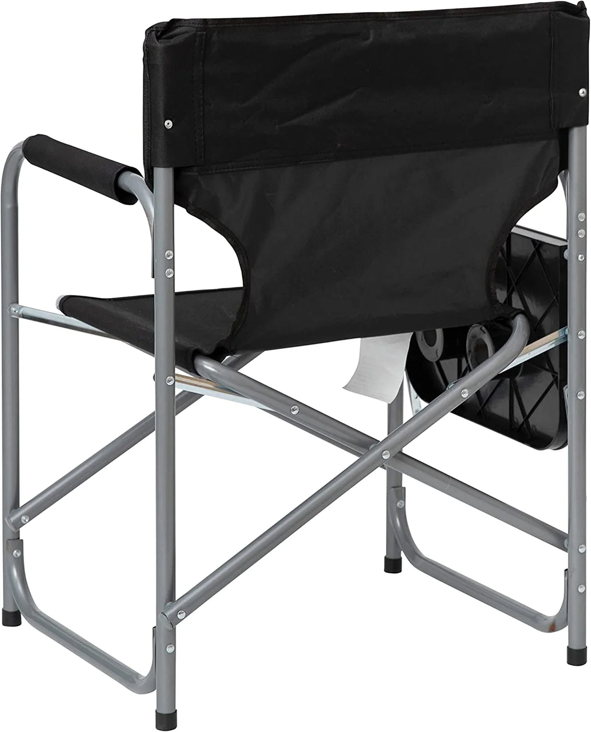 Black Folding Camping Chair with Side Table and Cup Holder X836826
