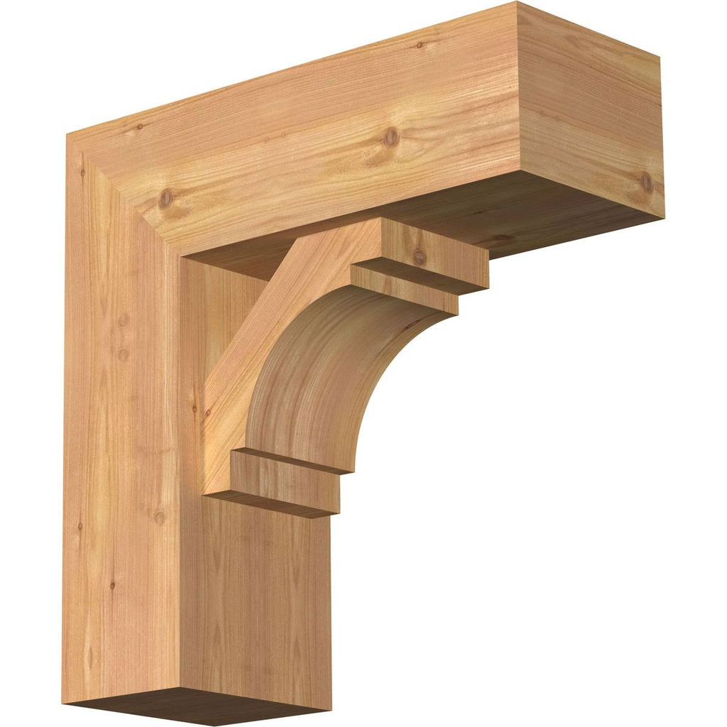 7 1/2x22W x 20x22D x 20x22H Merced Block Smooth Bracket w/ Offset Brace, Western Red Cedar G8318