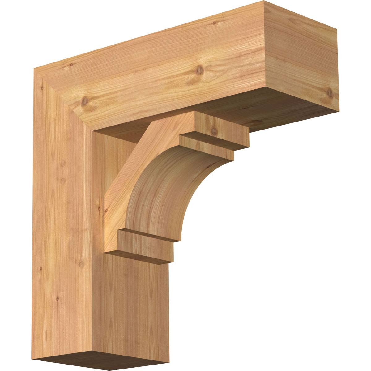 7 1/2x22W x 20x22D x 20x22H Merced Block Smooth Bracket w/ Offset Brace, Western Red Cedar G8318