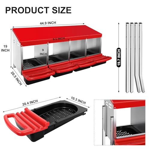 4 Compartment Heavy Duty Chicken Nesting Boxes with Perch Y575337