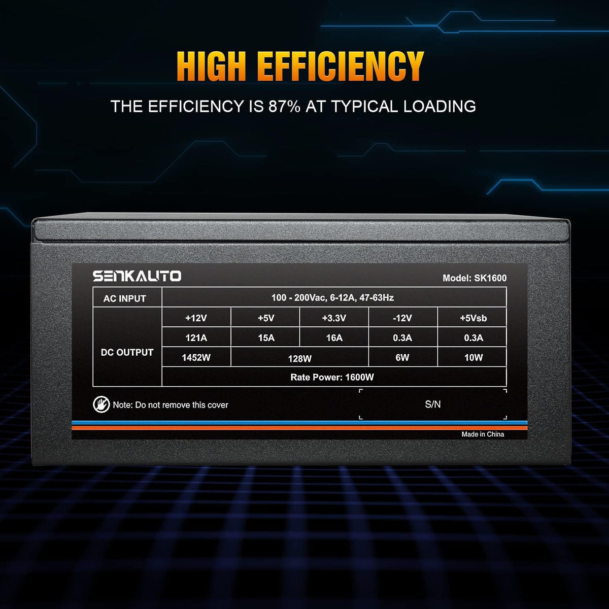 1600W Fully Modular Power Supply with 140mm Fan U802