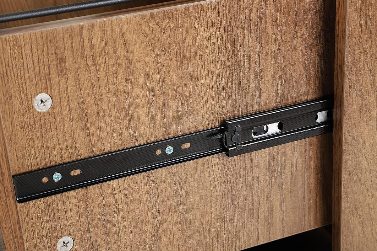 2 Drawers Wooden File Cabinet with Metal Frame D857107