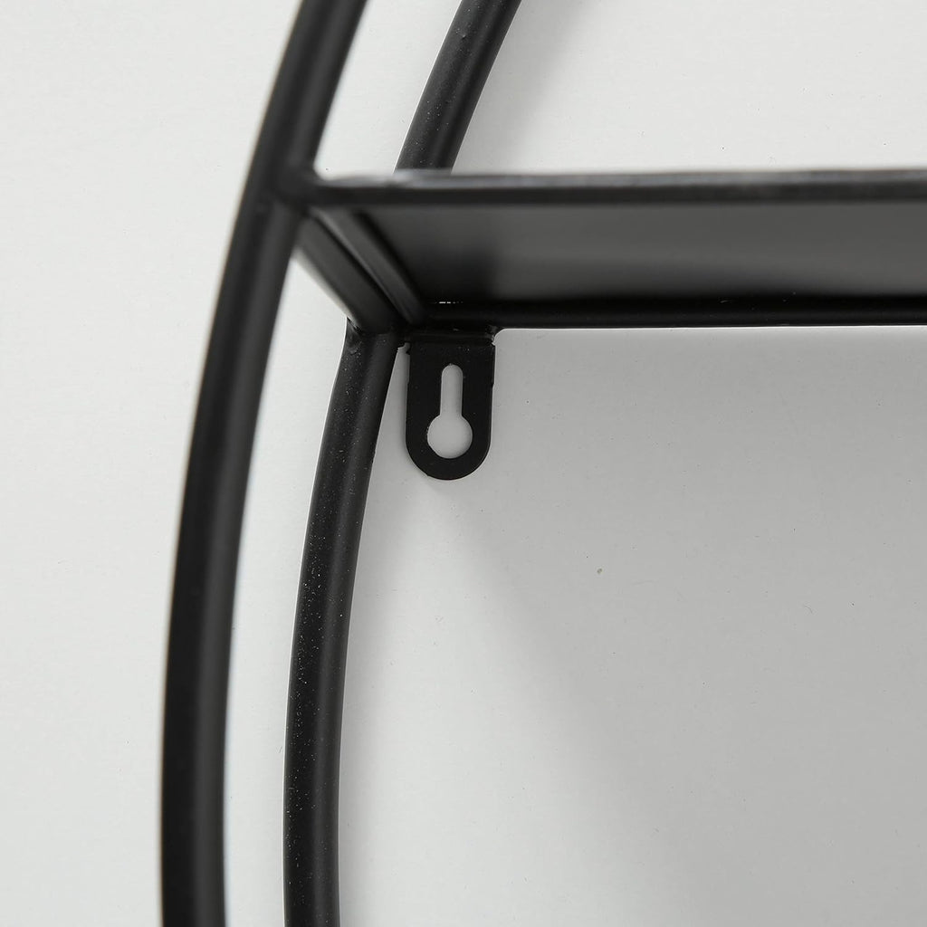 Black Iron Round Metal Wall Shelf, 4 Levels I311326