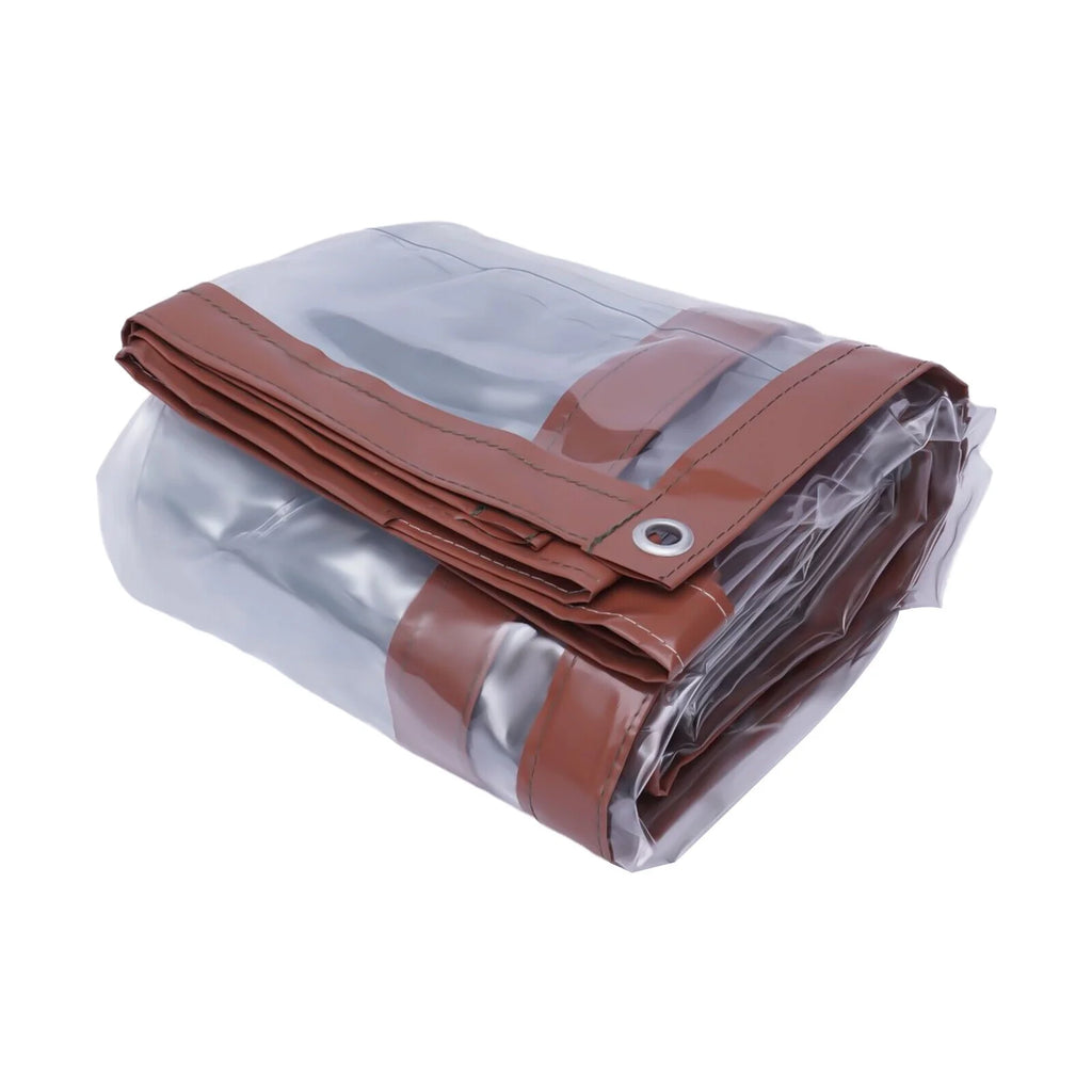 Brown PVC Clear Awning Canopy Patio Roll Up Enclosure Y814