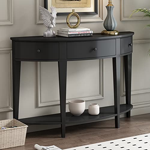 Half Moon Console Table with 3 Drawers and 1 Shelf Q548
