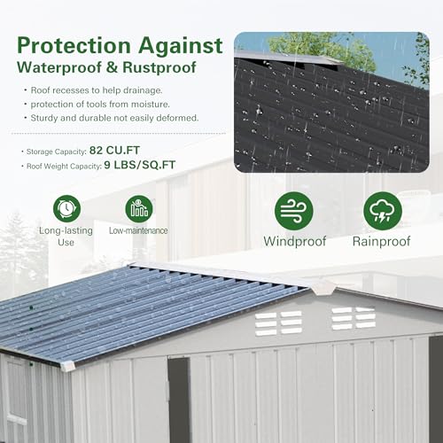 5'x3' Gray Metal Outdoor Storage Shed with Windows and Lockable Door E176