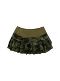 Camouflage Ruffle Mini Skirt V6748