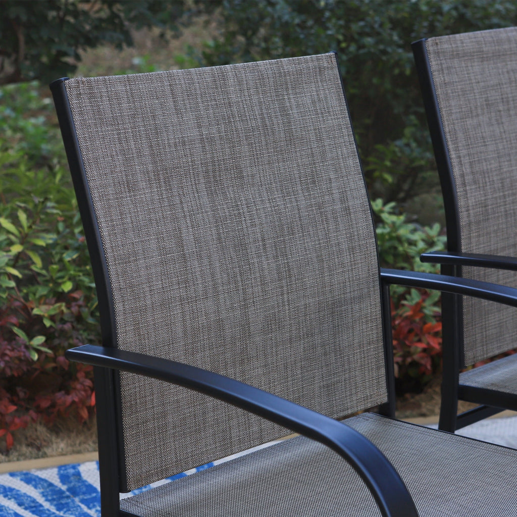 Set of 4 Outdoor Patio Dining Chairs Steel Textilene Black Brown C904