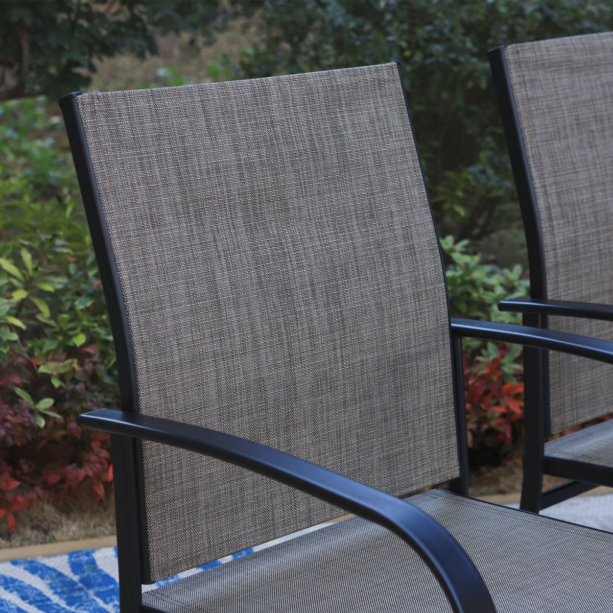 Set of 4 Outdoor Patio Dining Chairs Steel Textilene Black Brown C904