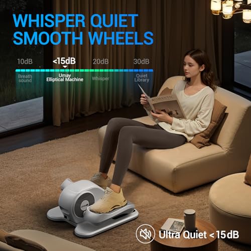 Under Desk Elliptical Machine, Quiet Portable Electric Seated Exercise Machine with Remote, 12 Speeds S1143