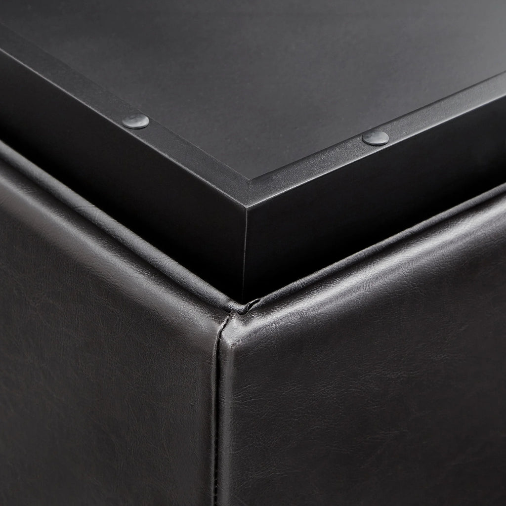 Dark Brown Faux Leather Storage Ottoman with 4 Trays P387459