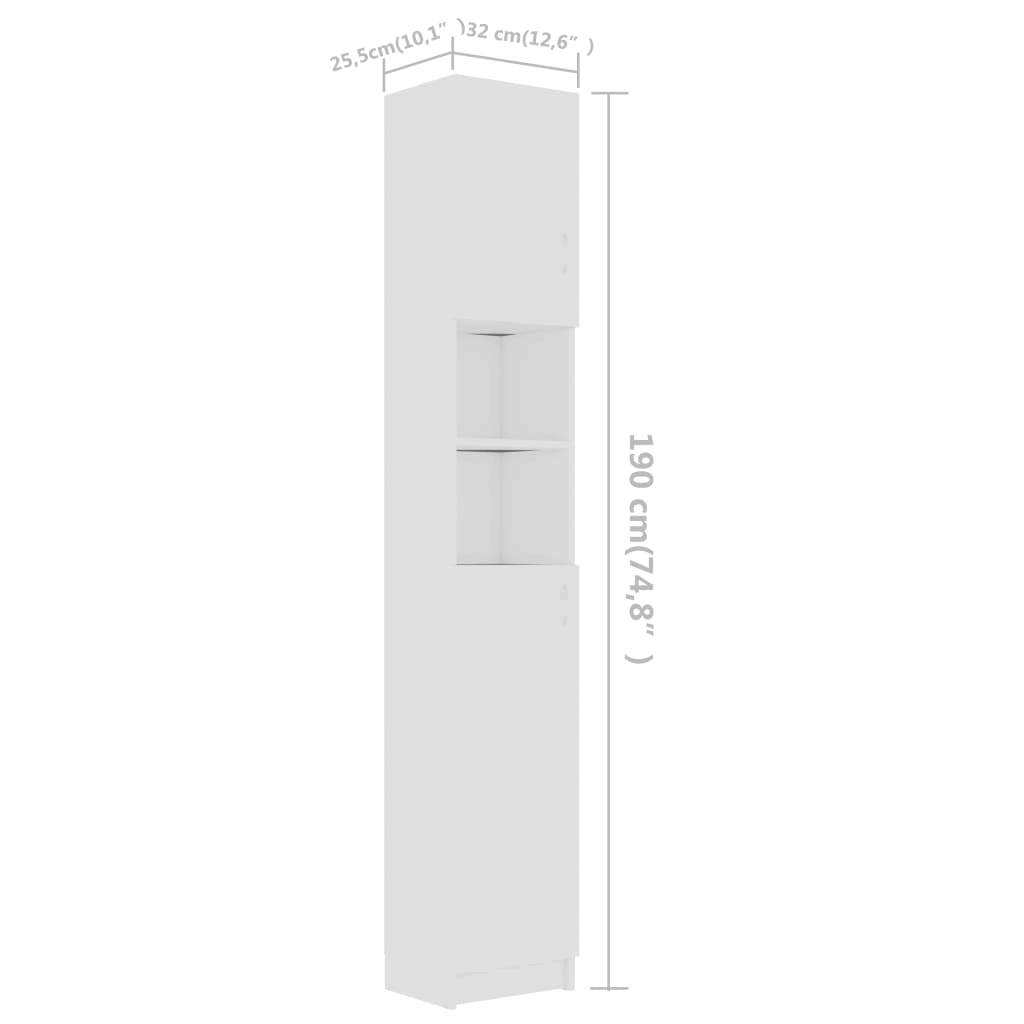 White and Sonoma Oak Bathroom Cabinet Chipboard M70944