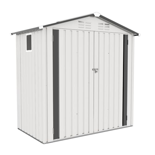 5'x3' Gray Metal Outdoor Storage Shed with Windows and Lockable Door E176