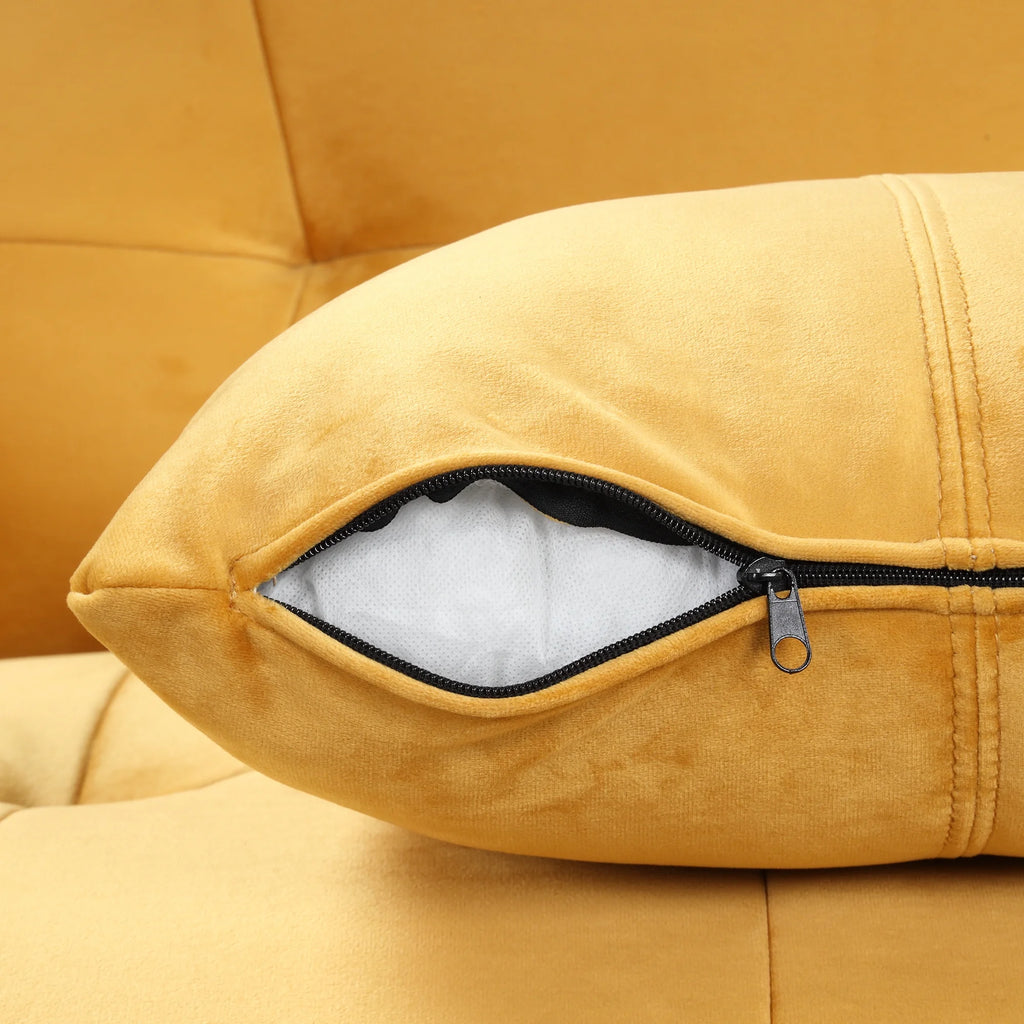 76" Convertible Sofa Bed 2 Seater Linen Yellow F52855