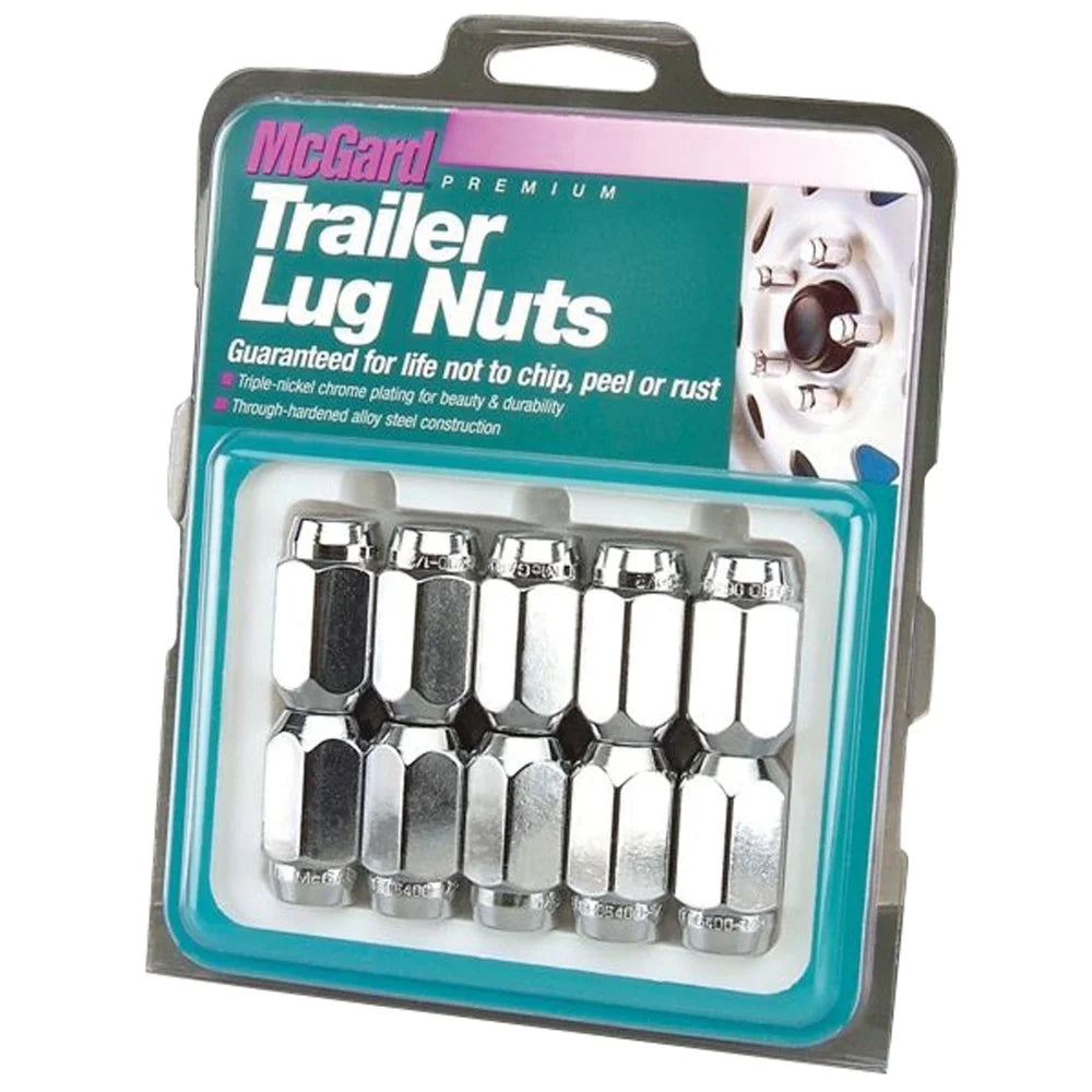 Chrome Cone Seat Trailer Lug Nut Set 1/2-20 Thread Size Pack of 10 A84693