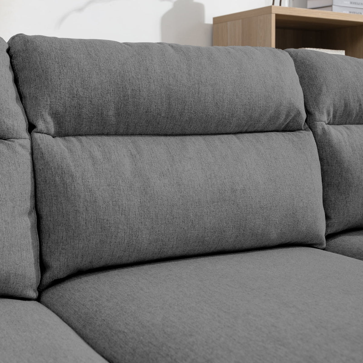 Dark Grey L-Shaped Sectional Sofa with Storage Seat T381