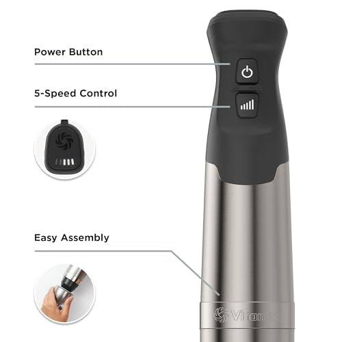 5-Speed Immersion Blender Bundle, 625-Watt Motor, Stainless Steel/Black R441