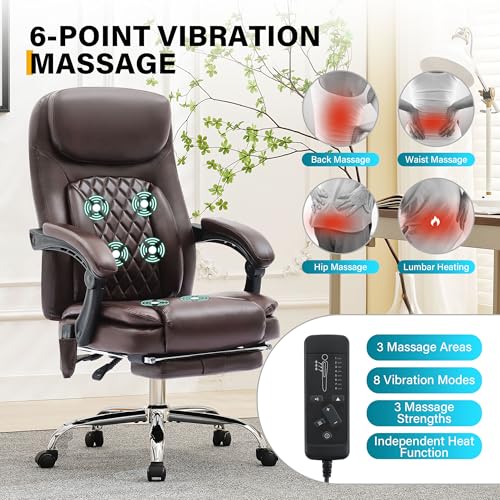 Black Heated Ergonomic Office Chair with Footrest B6158