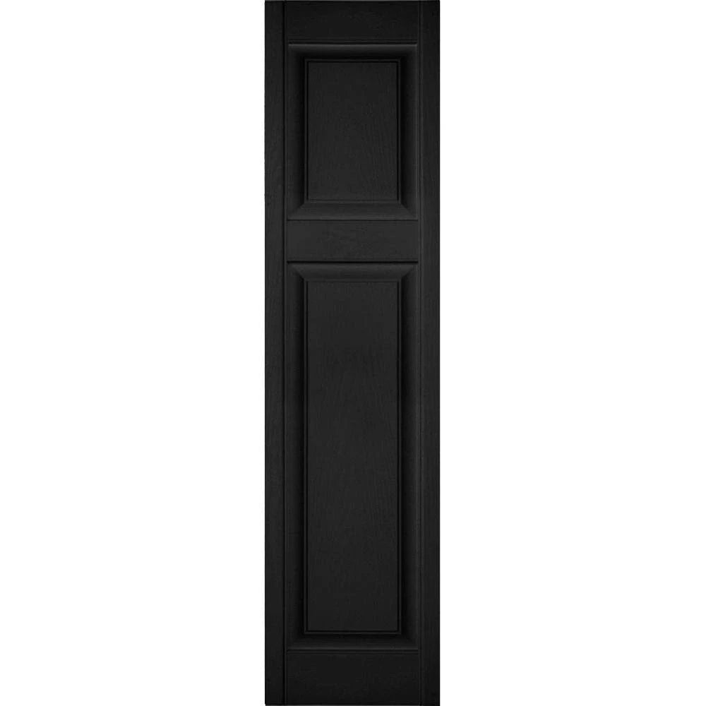 Black Vinyl Raised Panel Shutters Pair U7034