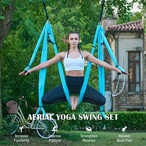 Aerial Yoga Swing Hammock Kit with 2 Extensions Straps and Ceiling Mounting Kit O27026