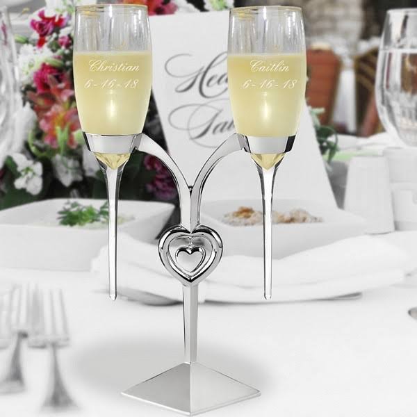 Glass Flutes with Silver Stand R20987
