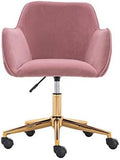 Velvet Yellow Adjustable Height Revolving Office Chair with Gold Metal Legs G714049