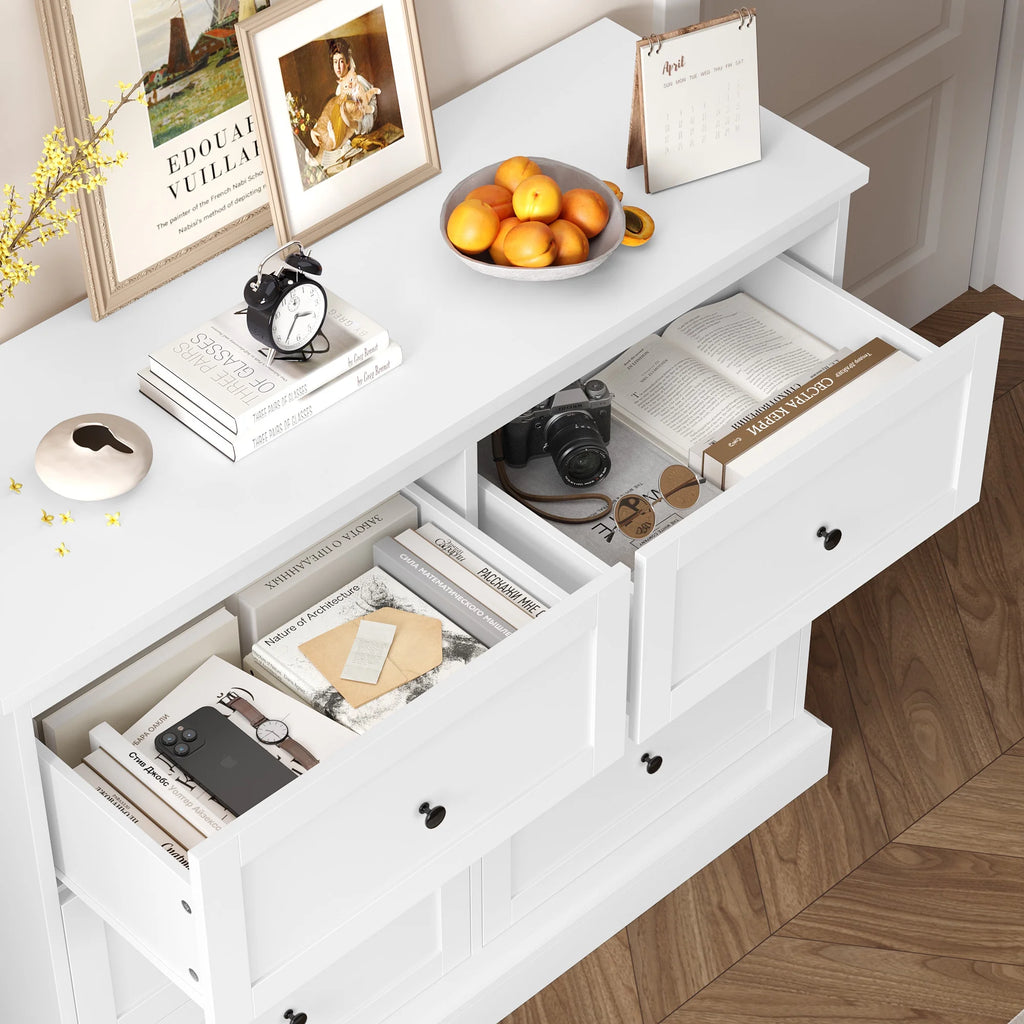 White 6 Drawer Wood Dresser V1772