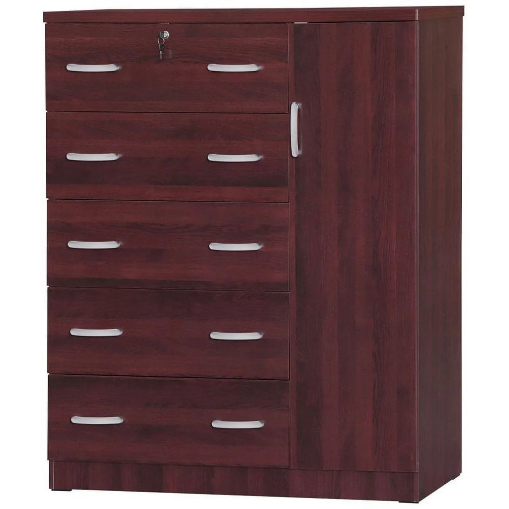 Queen Captains Bed and 5-Drawer Tall Chest Wardrobe 2-Piece Set F95686