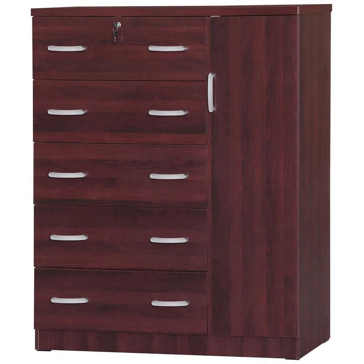 Queen Captains Bed and 5-Drawer Tall Chest Wardrobe 2-Piece Set F95686