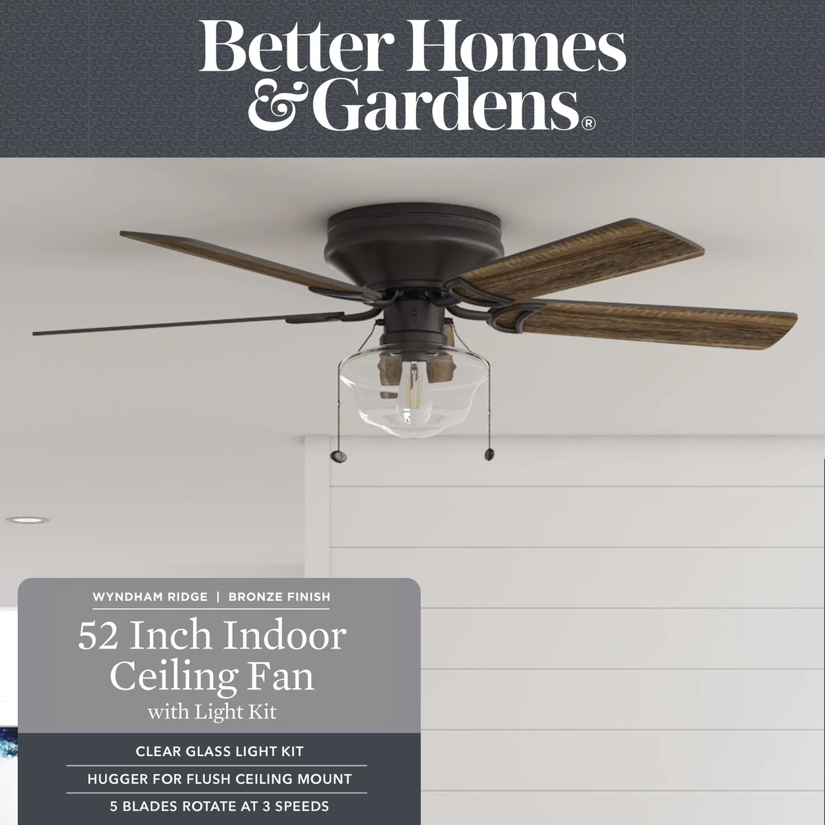 Bronze Indoor Ceiling Fan with Light S2825