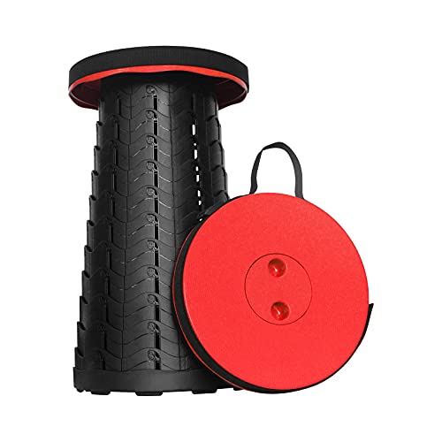 Portable Collapsible Telescoping Stool Lightweight Max Load 400lbs Retractable Folding Stool Black F250565