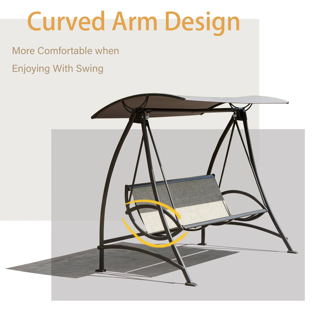 3-Seat Outdoor Swing with Adjustable Canopy and Stand B8480