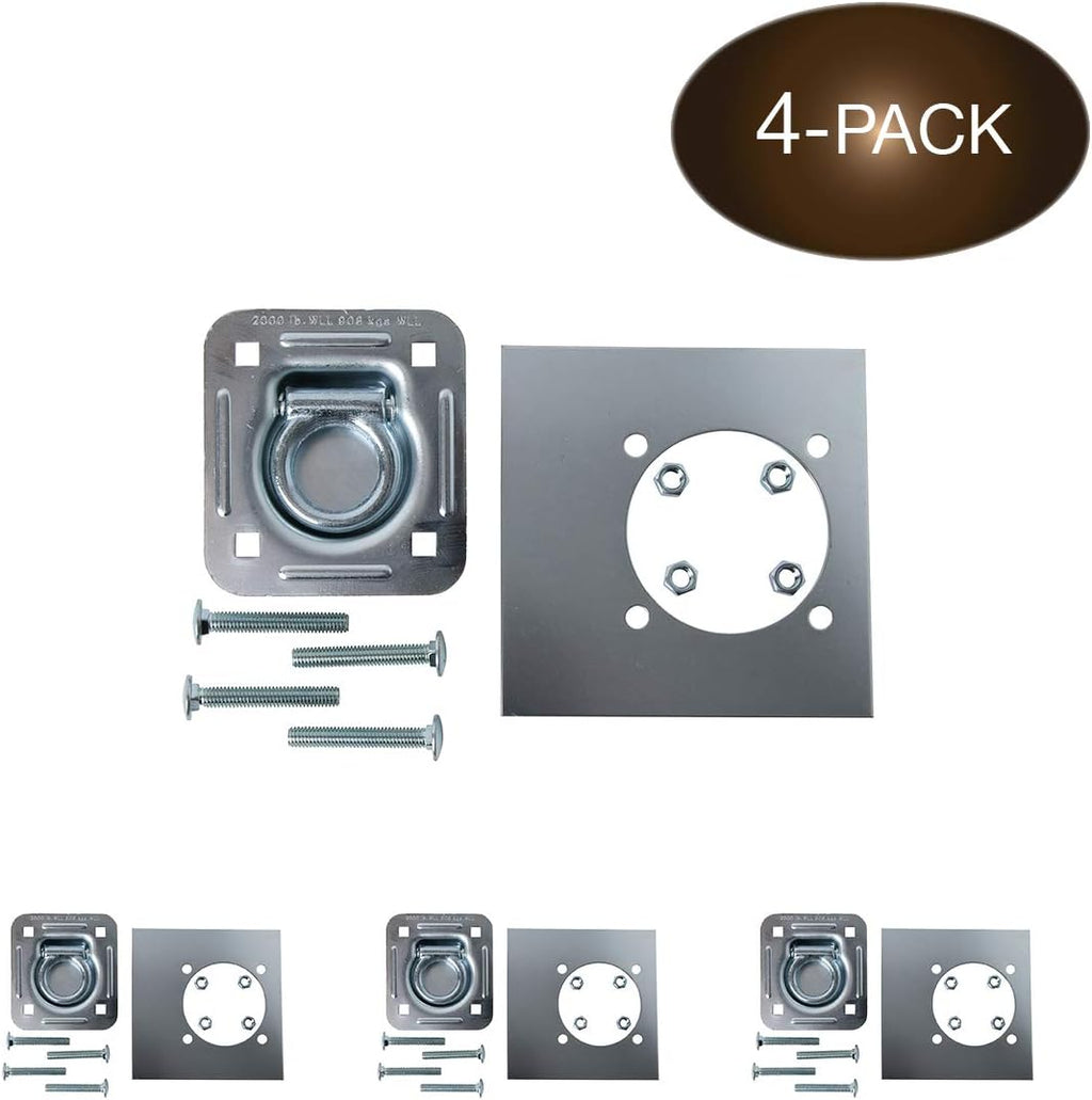 Four Recessed Tie-Down D-Rings with Mounting Lock Plate and Bolting Hardware L45121