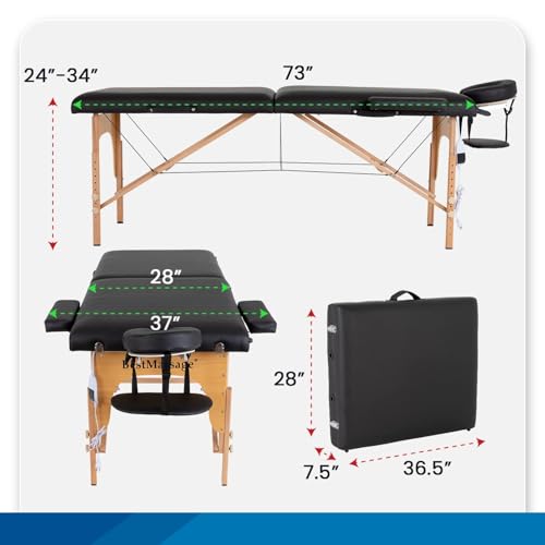 Portable Height Adjustable Massage Table with Carrying Bag S185923