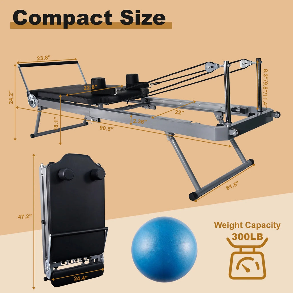 Foldable Pilates Reformer Machine with Spring S492014