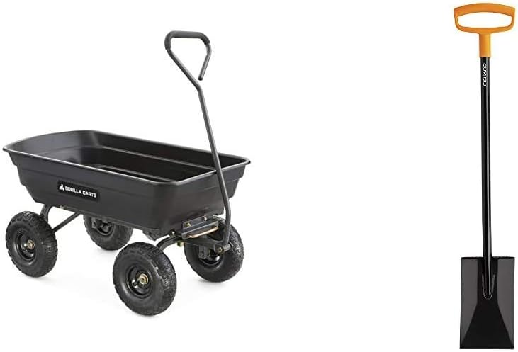 Green Poly Garden Dump Cart with Steel Frame and 10 Pneumatic Tires, 600-lbs. Capacity G832