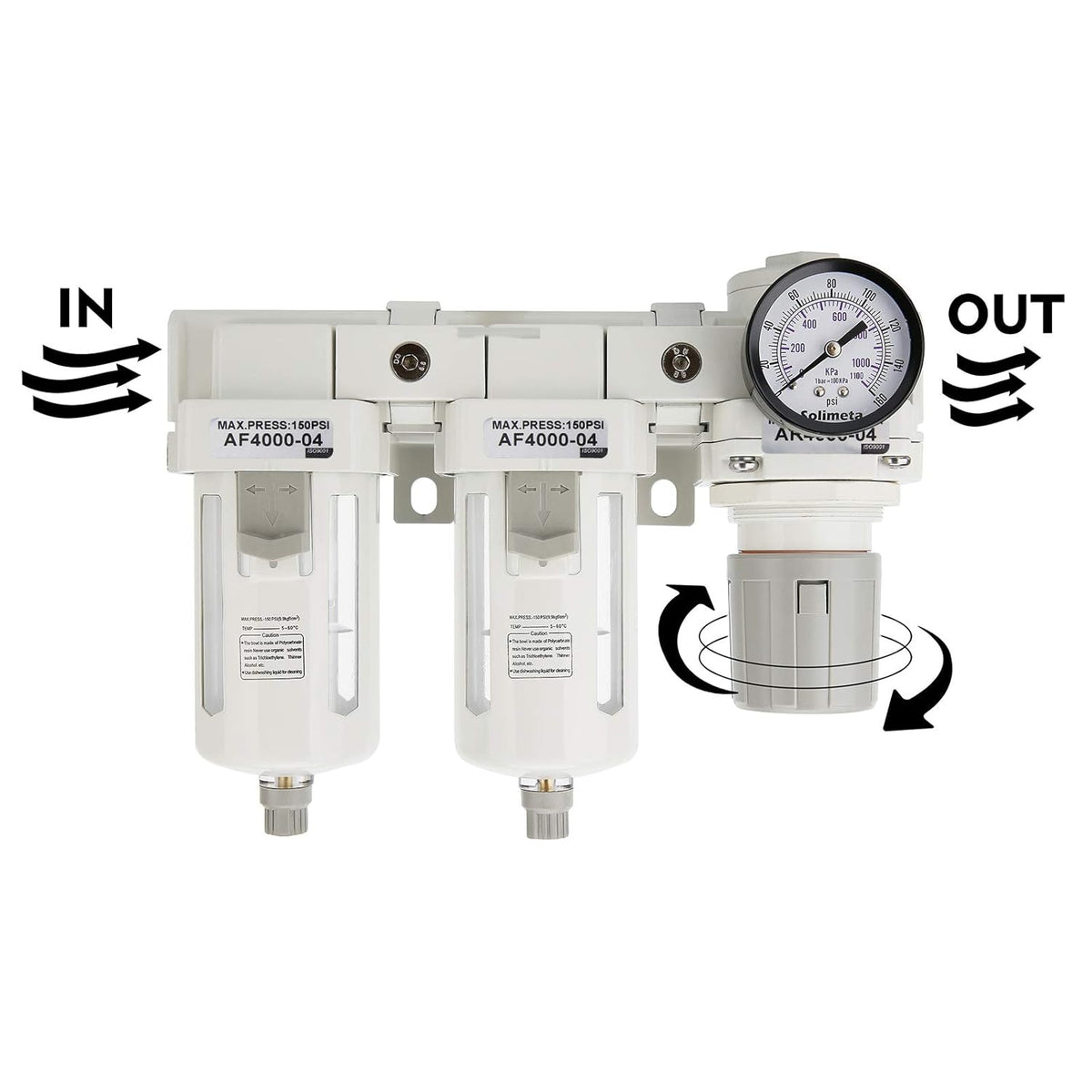 1/2"NPT Air Pressure Regulator Combo, Air Dryer, Pack of 2 Q121450