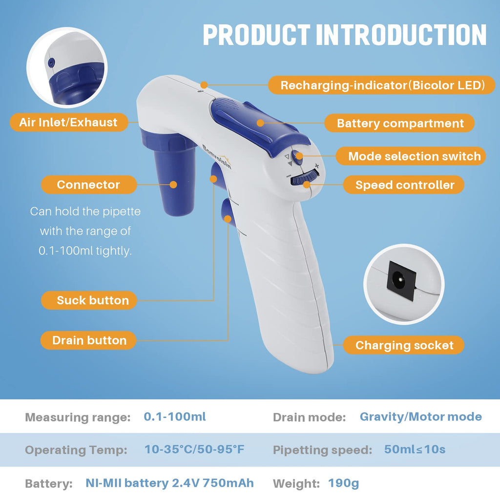 Electric Pipette Controller 0.1-100ml Automatic Motorized Pipette Filler U240